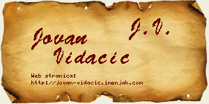 Jovan Vidačić vizit kartica